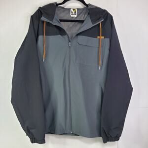 Voyager Jacket Mens size M Grey Black Hooded Full Zip Windwear Water Resistant